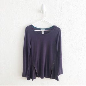 SOFT SURROUNDINGS Zip Detail Purple Sweater XS